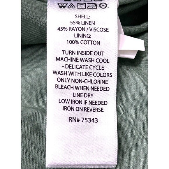 Nicole Miller M Dress Sage Linen Blend Tiered Maxi Boho Cottage Flowy Lagenlook - Picture 11 of 11